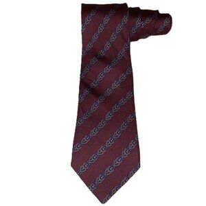Hermes Vintage Printed Silk Wine Bit Necktie 7152 FA Men's Tie 57"